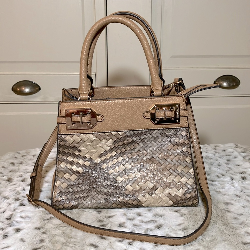 Nine West Tan Taupe Convertible Crossbody Shoulder Bag Purse